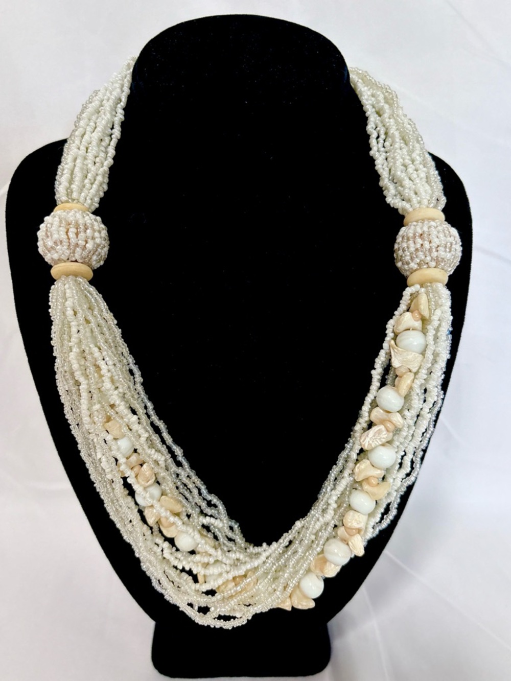Ivory Multi-Strand Beaded Necklace with Shell